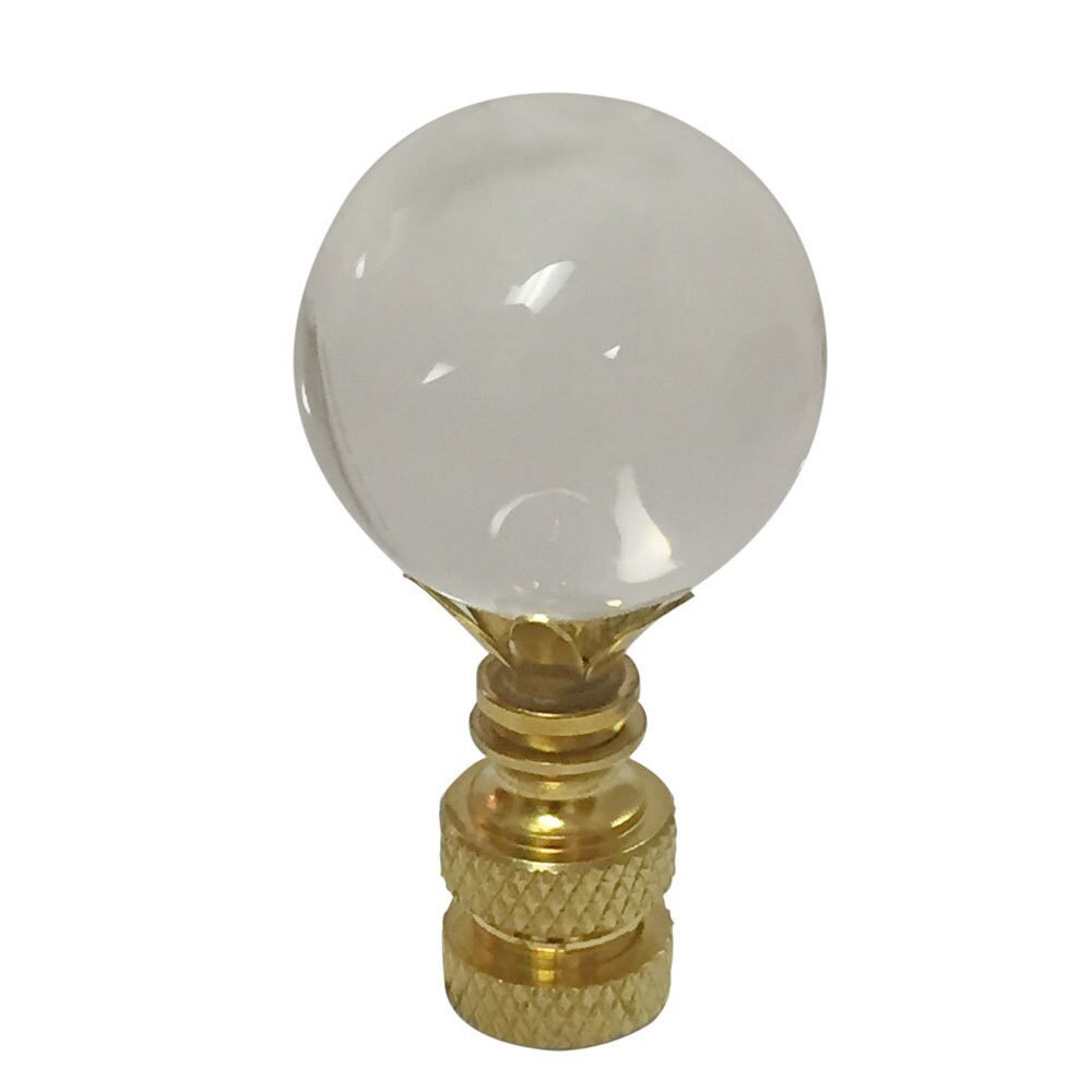 Royal Designs Large Clear Ball K9 Crystal Lamp Finial for Lamp Shade with Polished Brass Base - Mycitystee