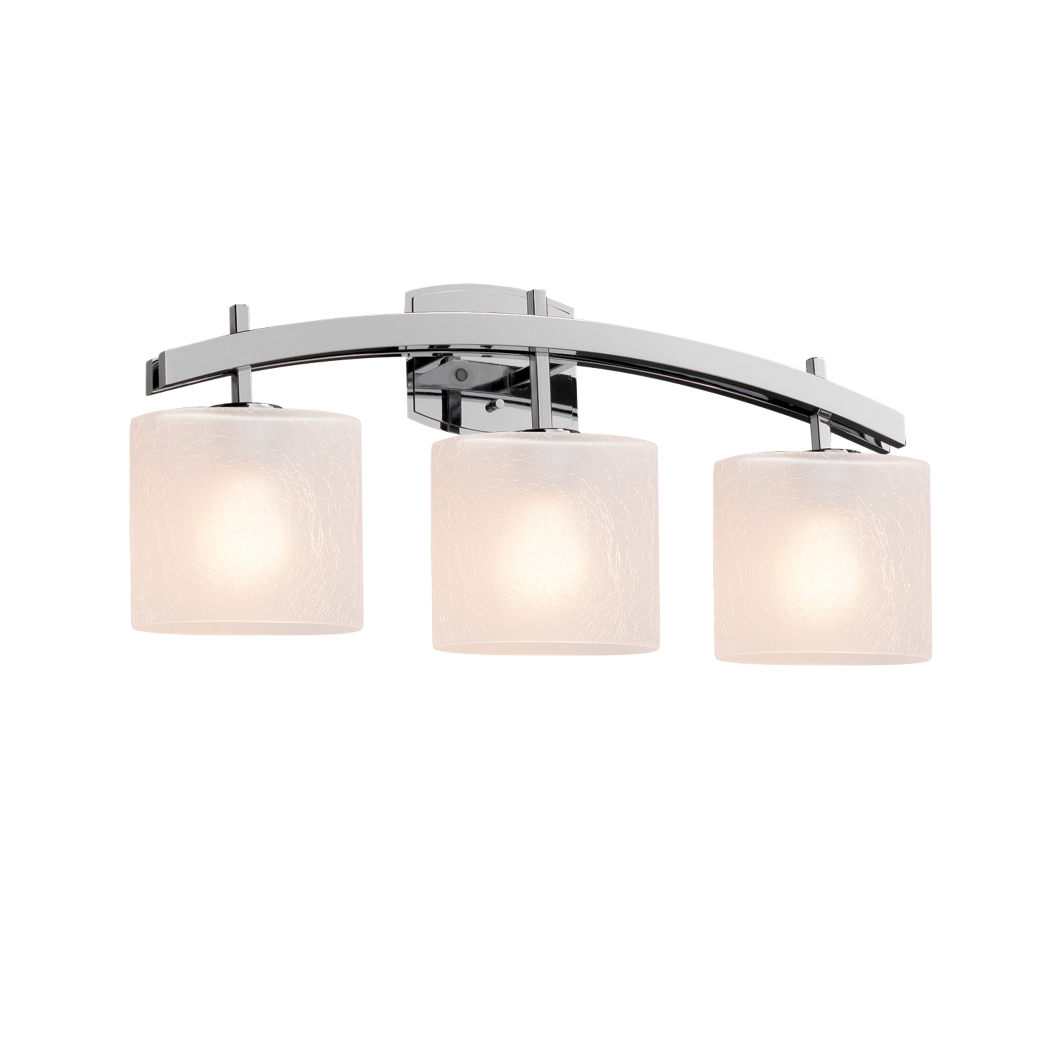 Justice Design Fusion Archway 3-light Polished Chrome Bath Bar， Frosted Crackle Oval Shade - Mycitystee
