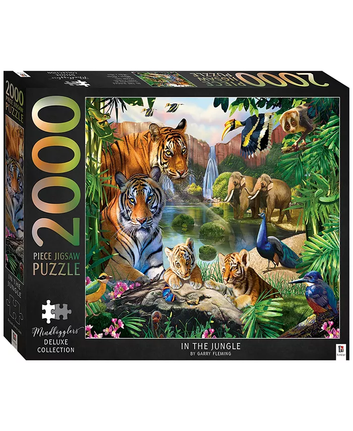 Mindbogglers Artisan 2000-Piece in The Jungle， Deluxe Jigsaws For Adults 38.6 x 30 intricate Puzzles Hobbies Jungle Themed Tiger Jigsaw Puzzles Set - Mycitystee