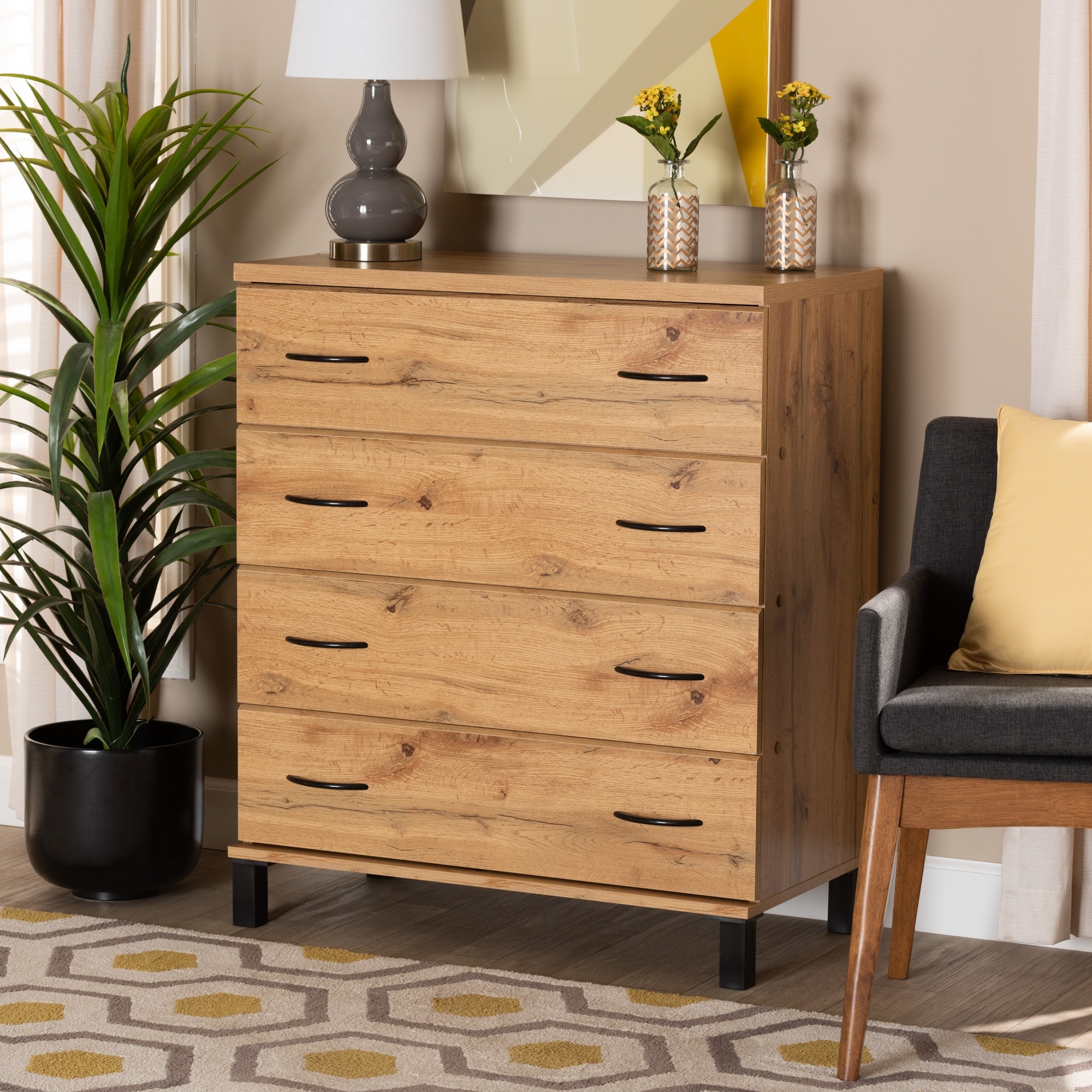 Maison Transitional Oak Brown 4-drawer Chest - - 34266861 - Mycitystee