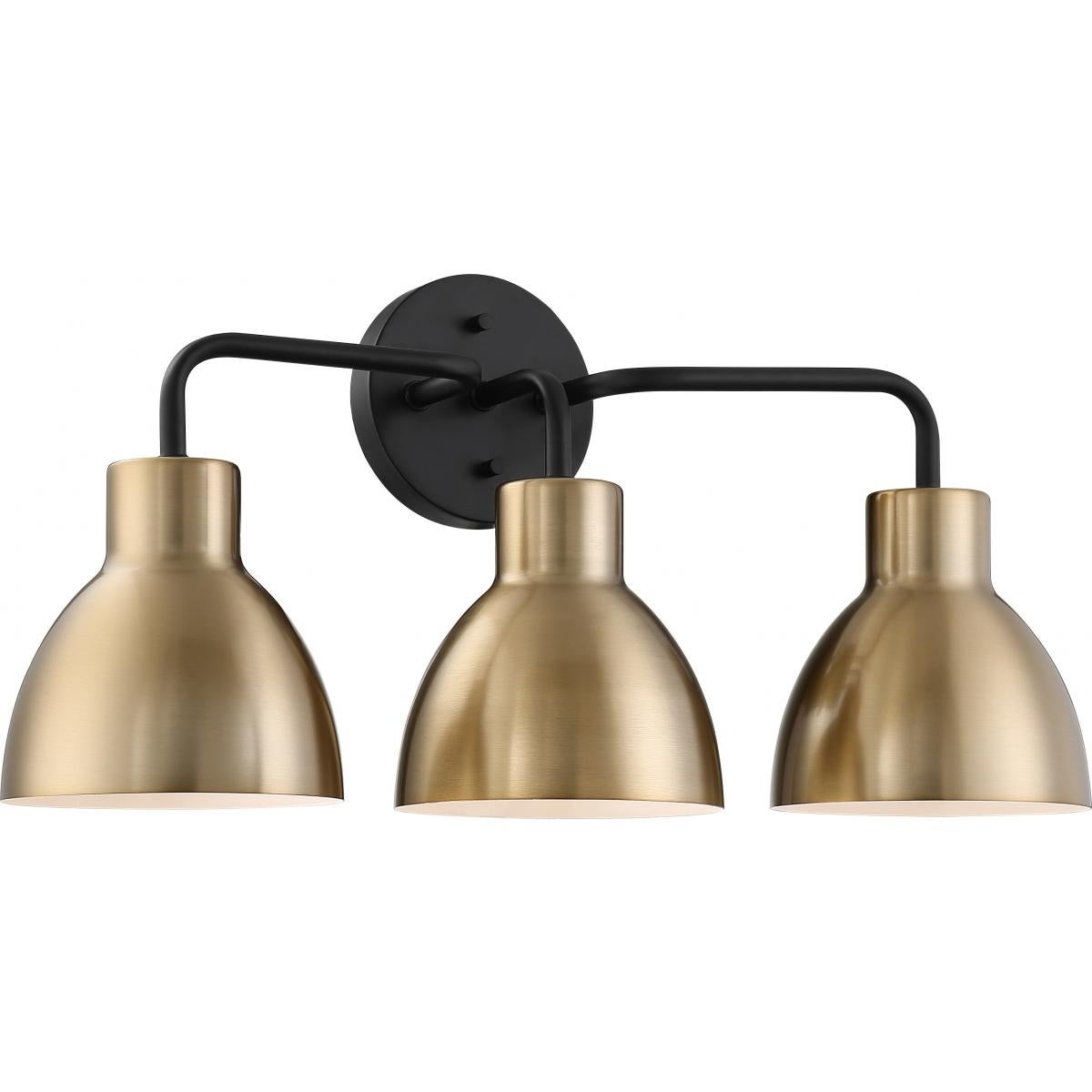 Sloan 3 Light Vanity Matte Black and Burnished Brass Finish - Mycitystee