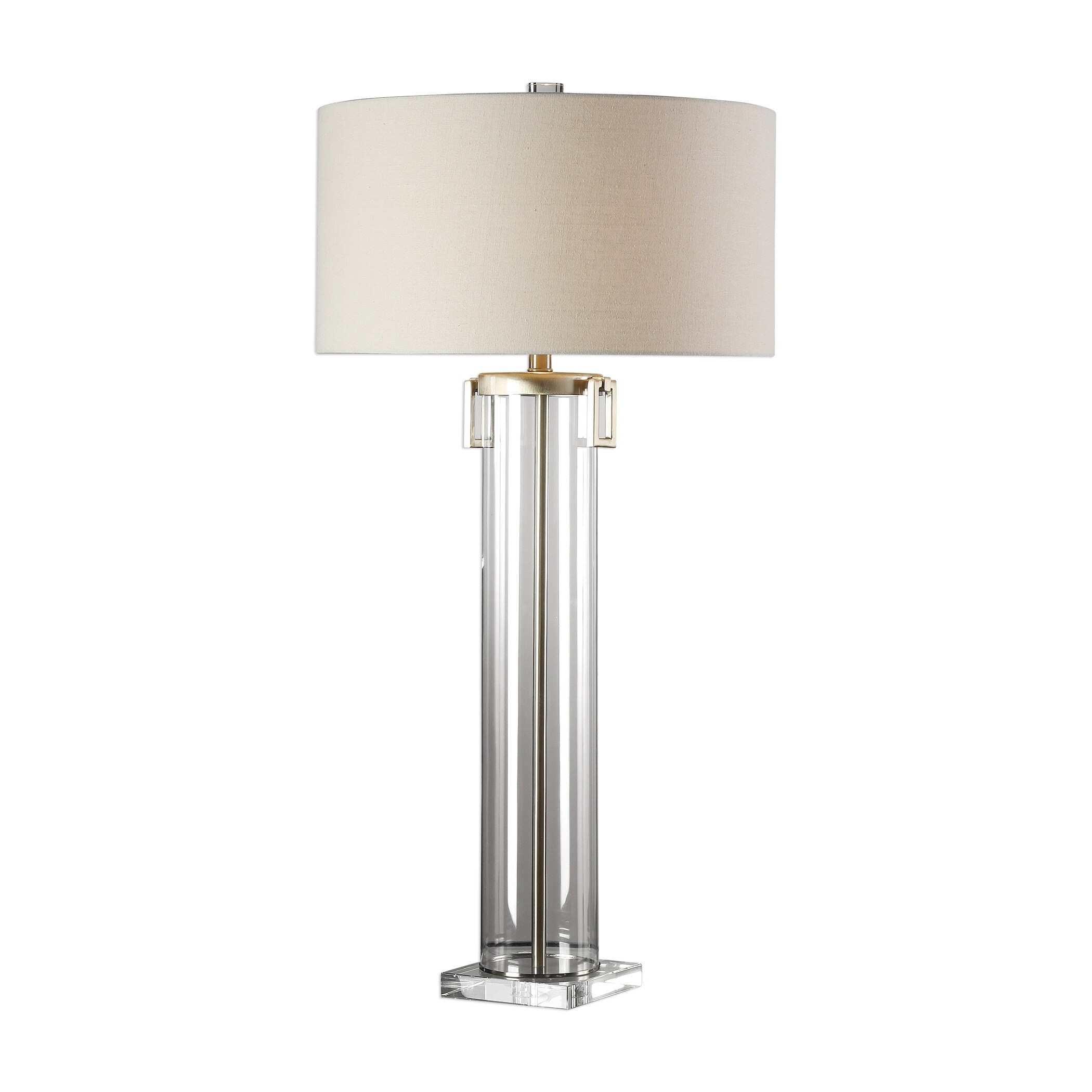 Uttermost Monette Brushed Nickel Tall Cylinder Table Lamp - Mycitystee