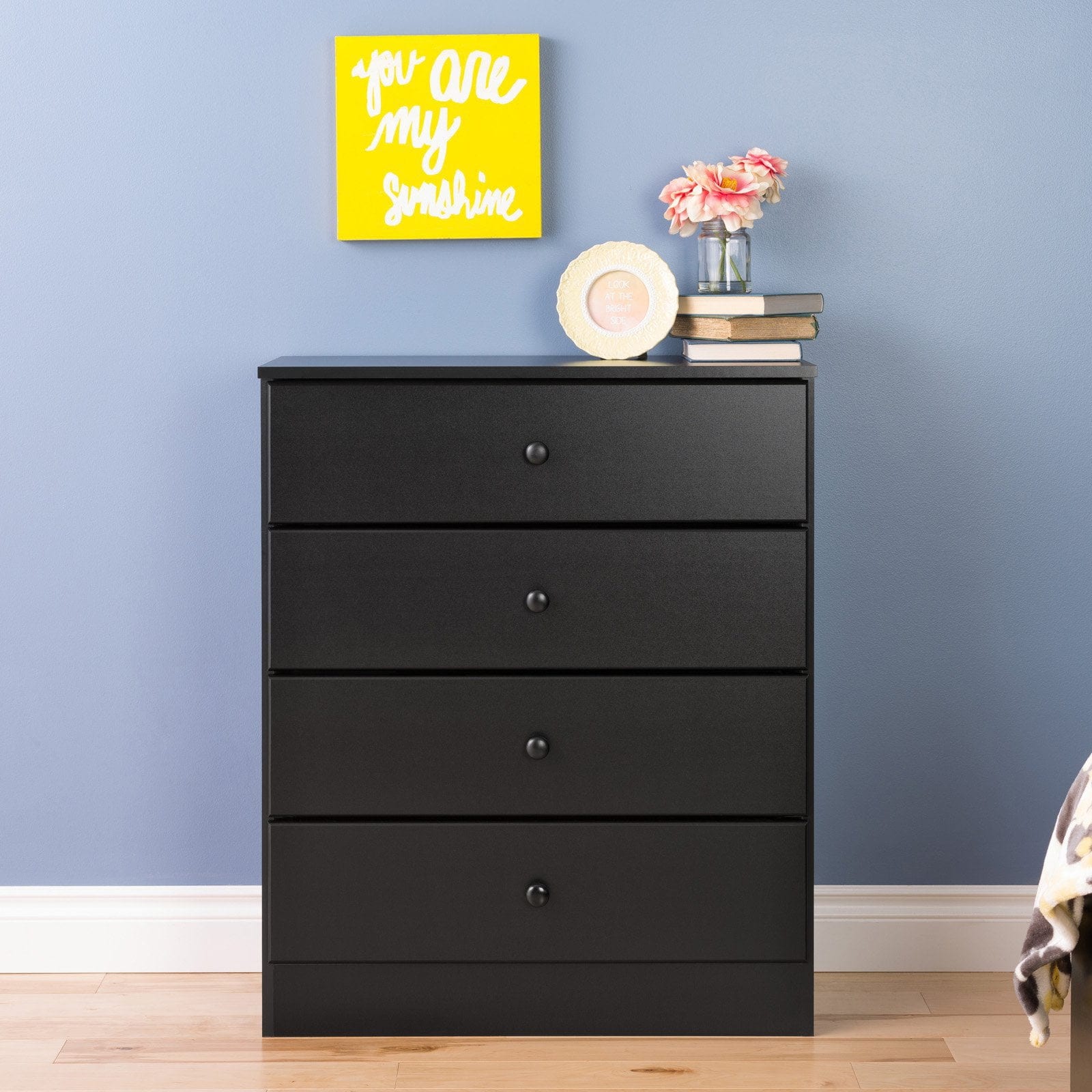 Astrid Modern 4-Drawer Vertical Dresser， Black - - 36139237 - Mycitystee