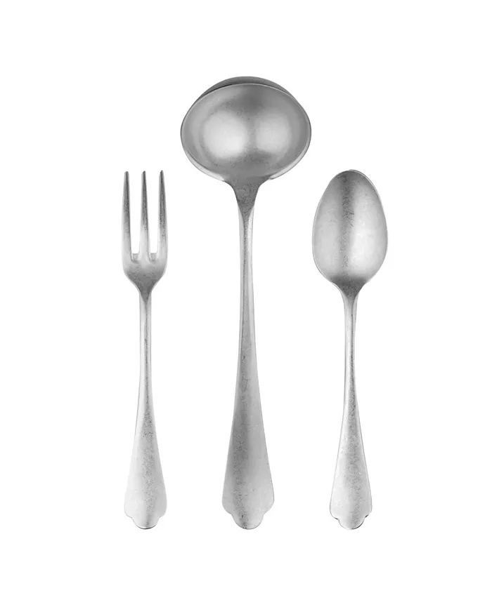 Mepra Serving Set Fork Spoon and Ladle Dolce Vita Flatware Set， Set of 3 - Mycitystee