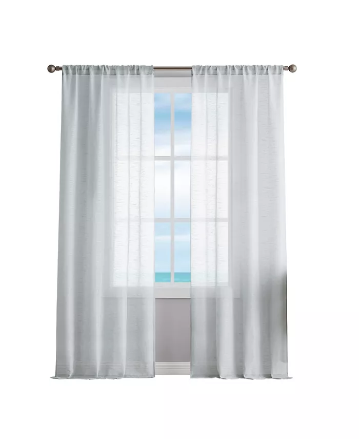 Nautica Erasmus Sheer Rod Pocket Window Curtain Panel Pair， 38