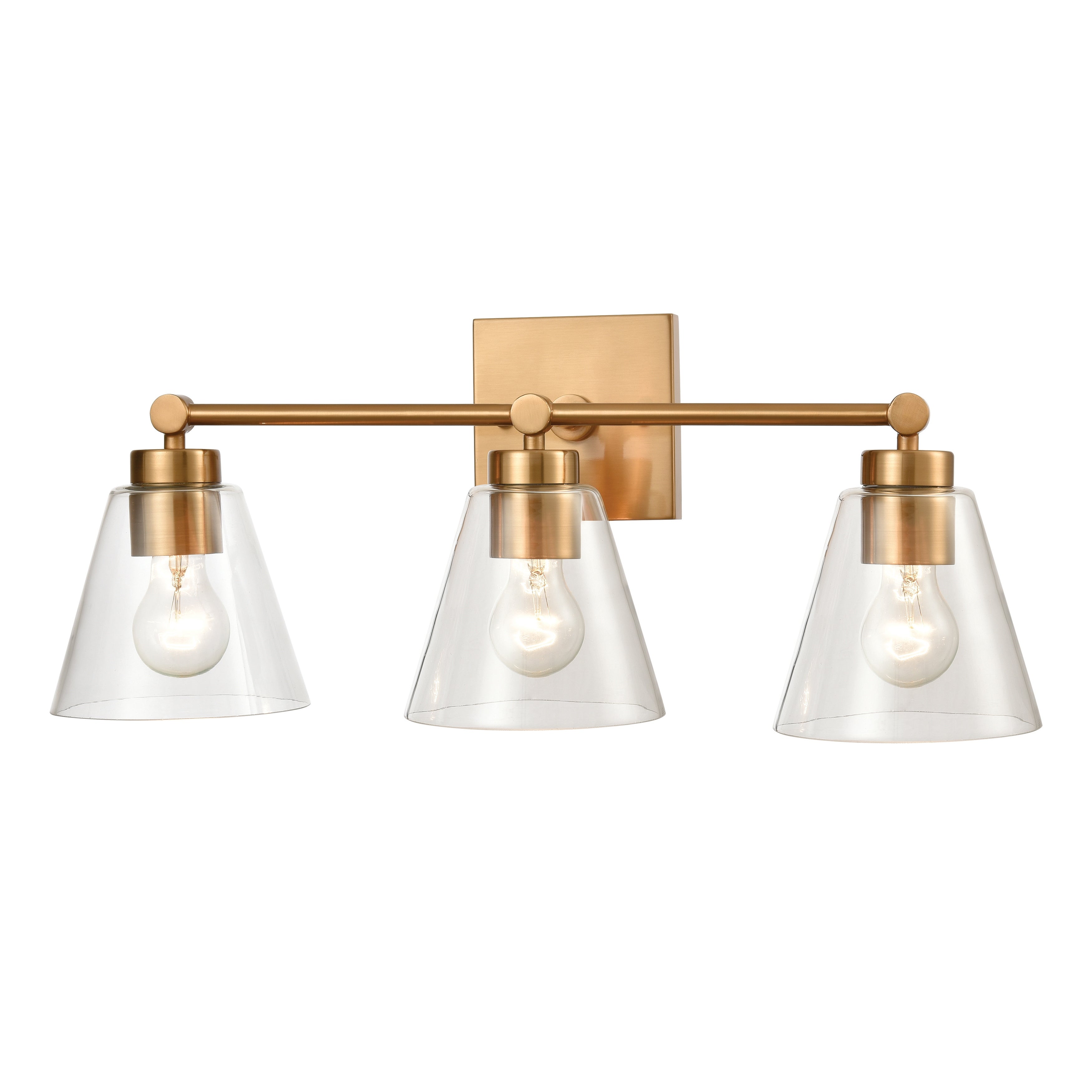 East Point 3-Light Vanity Light in Satin Brass with Clear Glass - Mycitystee
