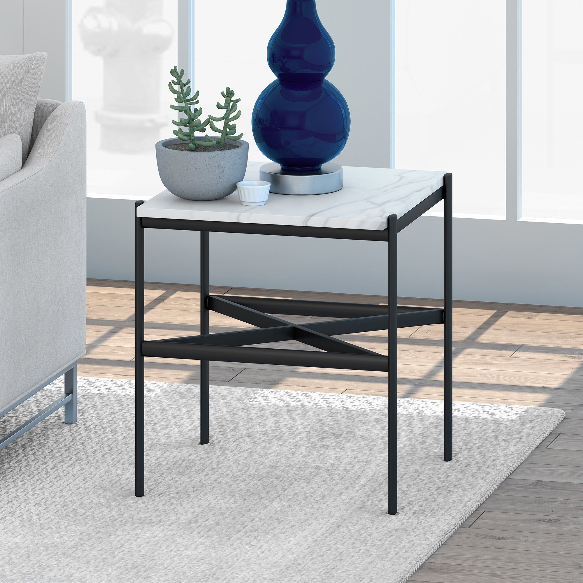 Silver Orchid Fryland Bronze/ Faux Marble Side Table - Mycitystee