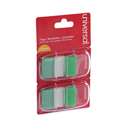 Universal Page Flags， Green， 50 Flags/Dispenser， 2 Dispensers/Pack (99003) - Mycitystee