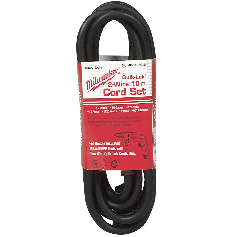 Milwaukee 10 ft. 2-Wire Quik-Lok Cord 48-76-5010 from Milwaukee - Mycitystee