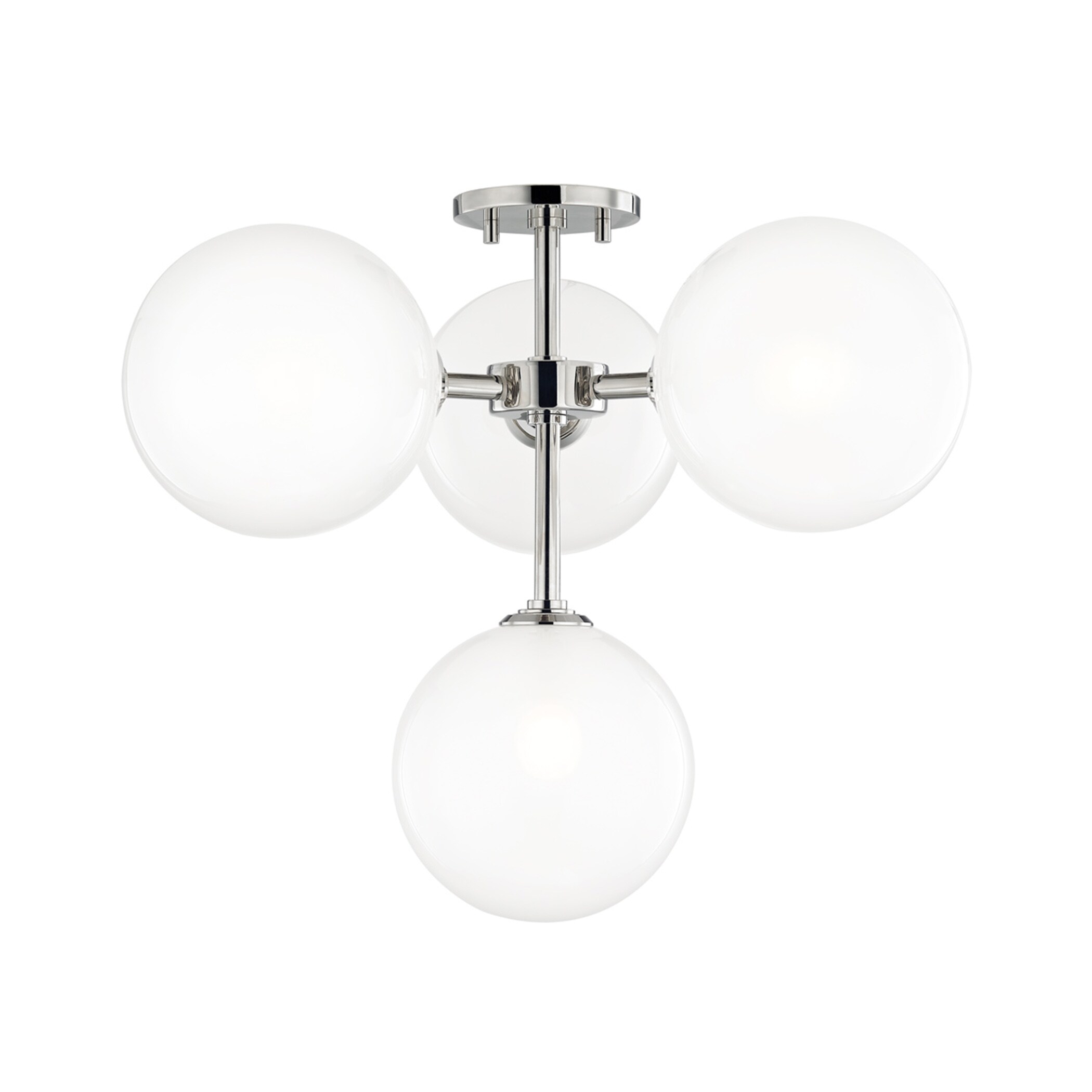 Mitzi by Hudson Valley Ashleigh LED Polished Nickel Semi-Flush Mount， Clear Glass Outside Etched Glass Inside - Mycitystee