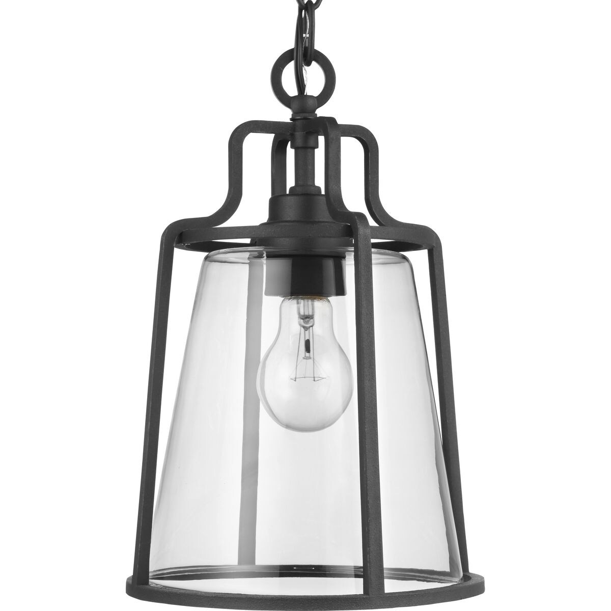 Benton Harbor 1-Light Black Industrial Outdoor Hanging Lantern Light - 15.350