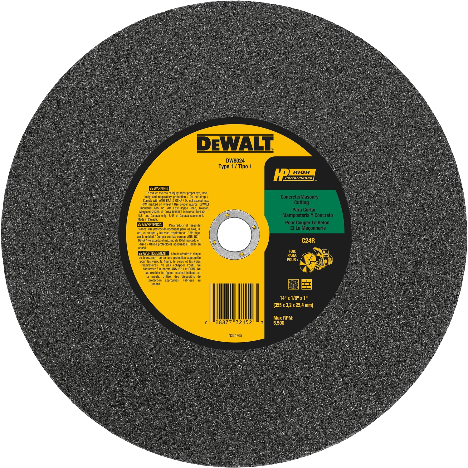 DeWalt 14 in. D X 1 in. Silicon Carbide Cut-Off Wheel 1 pc - Mycitystee