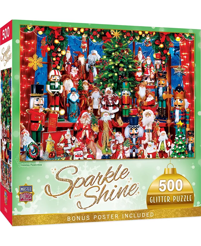 MasterPieces Puzzles Holiday Glitter Christmas- Holiday Festivities 500 Piece Puzzle - Mycitystee