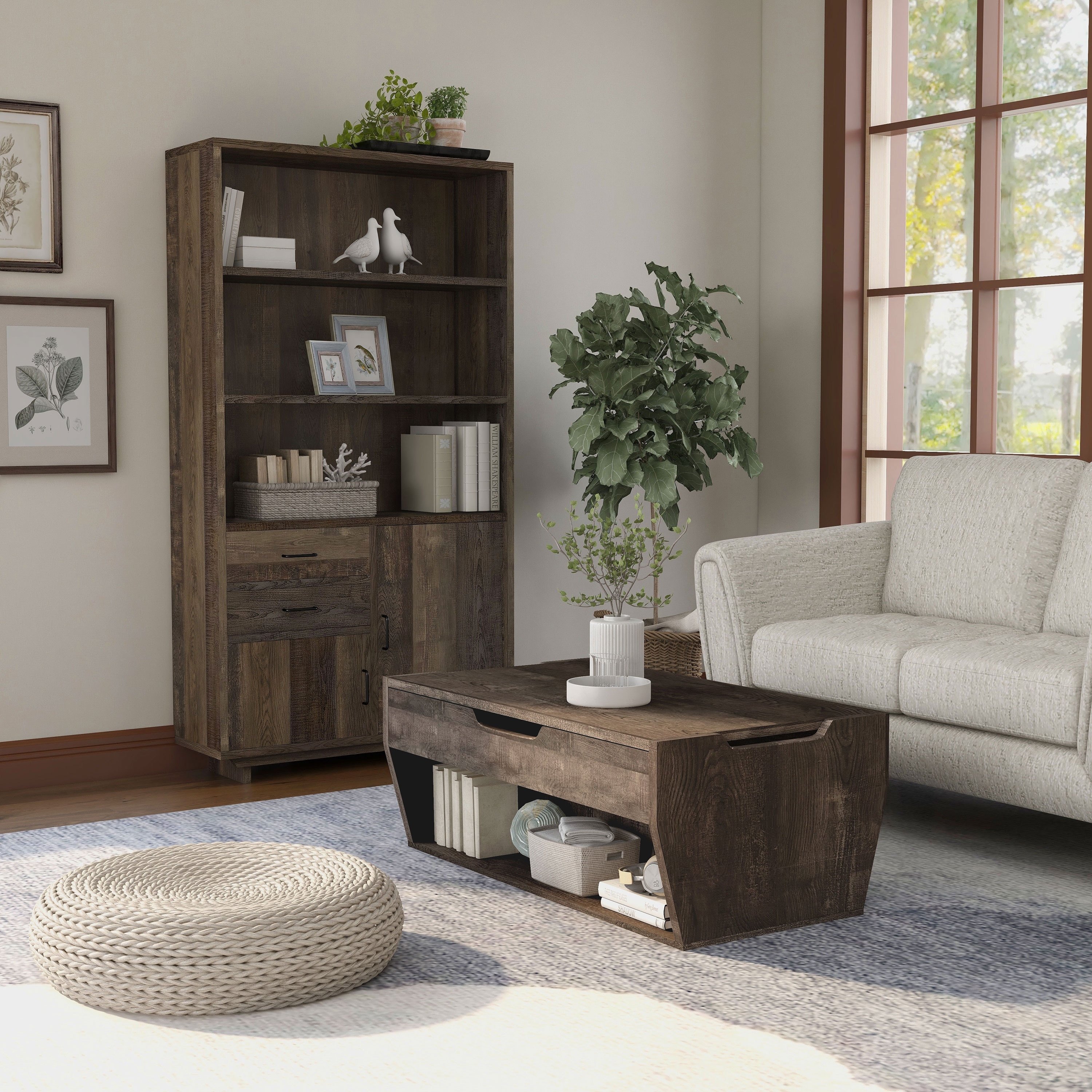 Furniture of America Dale Reclaimed Oak Finished Living Room Set - Mycitystee