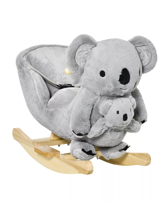 Qaba Kids Soft Ride-On Rocking Horse Animal， Koala Rocker Toy w  Sounds - Mycitystee
