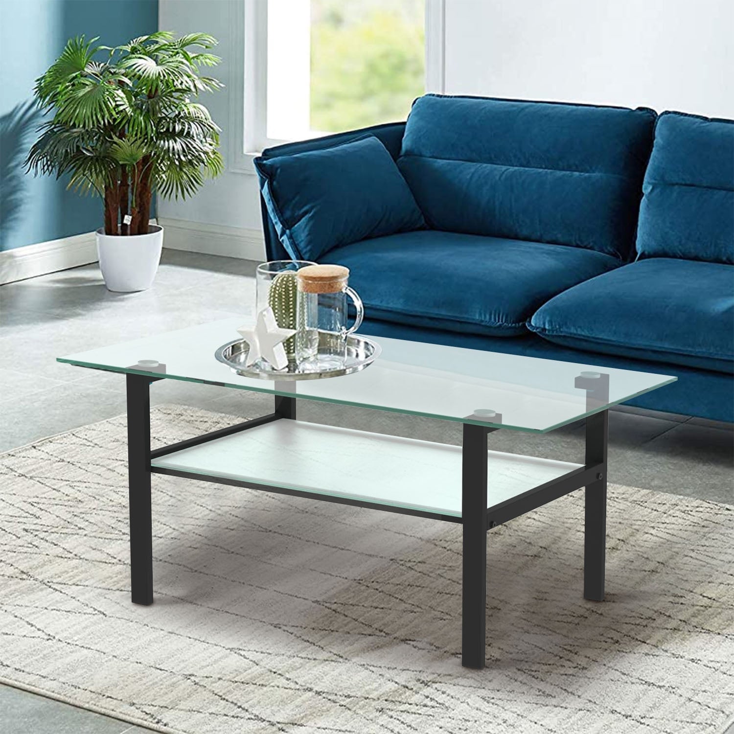 Transparent glass Rectangle coffee table - Mycitystee