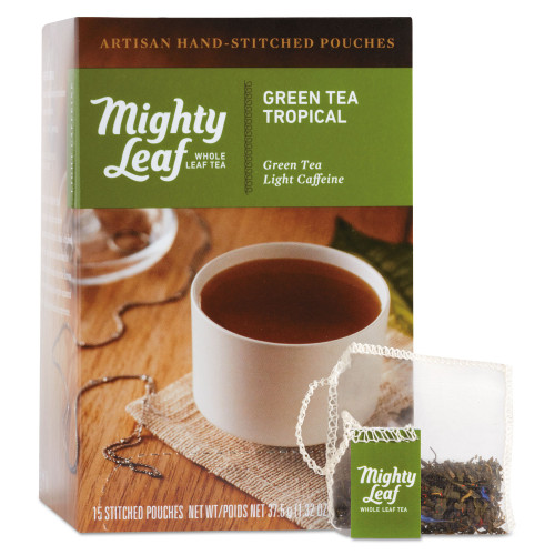 Mighty Leaf Tea Whole Leaf Tea Pouches， Green Tea Tropical， 15/Box (510138) - Mycitystee