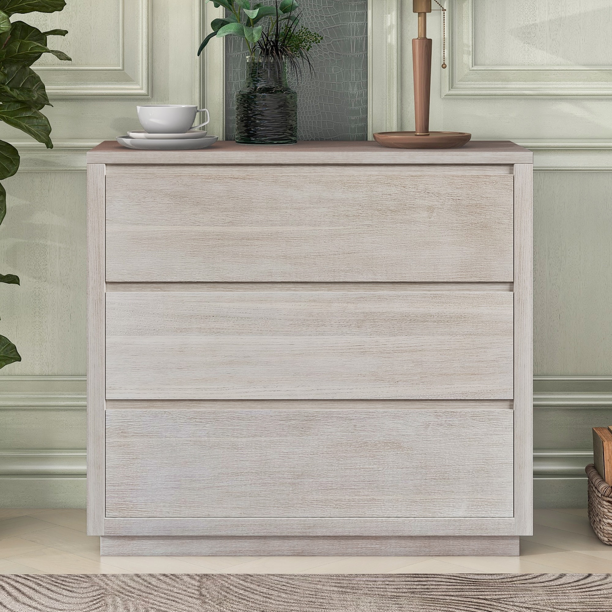 Stone Gray Modern Style Soild Wood 3-Drawer Chest for Bedroom - - 37427711 - Mycitystee