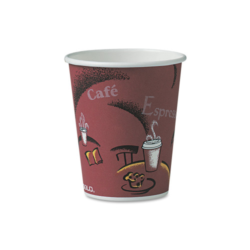 Dart Solo Bistro Design Hot Drink Cups， Paper， 10oz， Maroon， 300/Carton (OF10BI0041) - Mycitystee