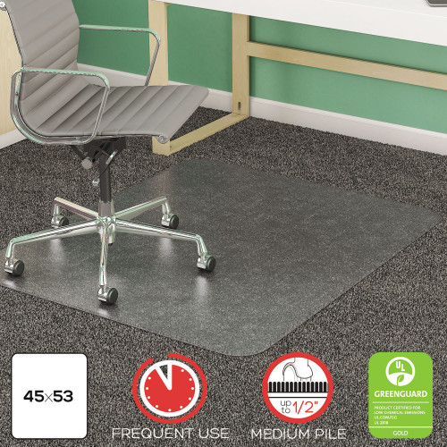 Deflecto SuperMat Frequent Use Chair Mat， Med Pile Carpet， 45 x 53， Beveled Rectangle， Clear (CM14243) - Mycitystee