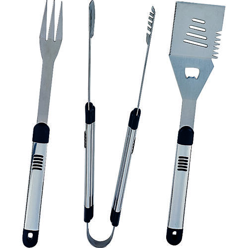 Omaha SHE94031L-B Barbecue Tool Set with Handle and Hanger， 1.9 mm Gauge， Stainless Steel Blade， Stainless Steel - Mycitystee