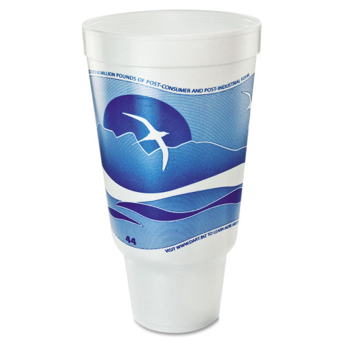 Dart Horizon Hot/Cold Foam Drinking Cups， 44 oz， Ocean Blue/White， 15/Bag， 20 Bags/Carton (44AJ32H) - Mycitystee