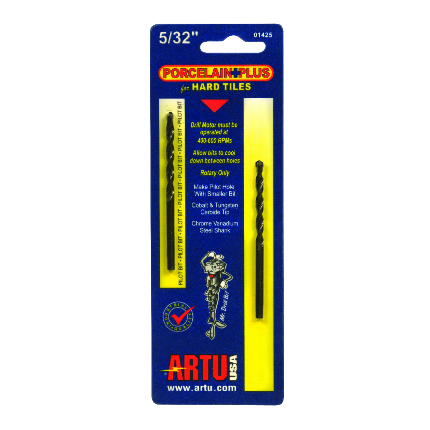 ARTU Porcelain Plus 5/32 in. X 3-1/8 in. L Tungsten Carbide Tipped Glass and Tile Bit Set 2 pc - Mycitystee