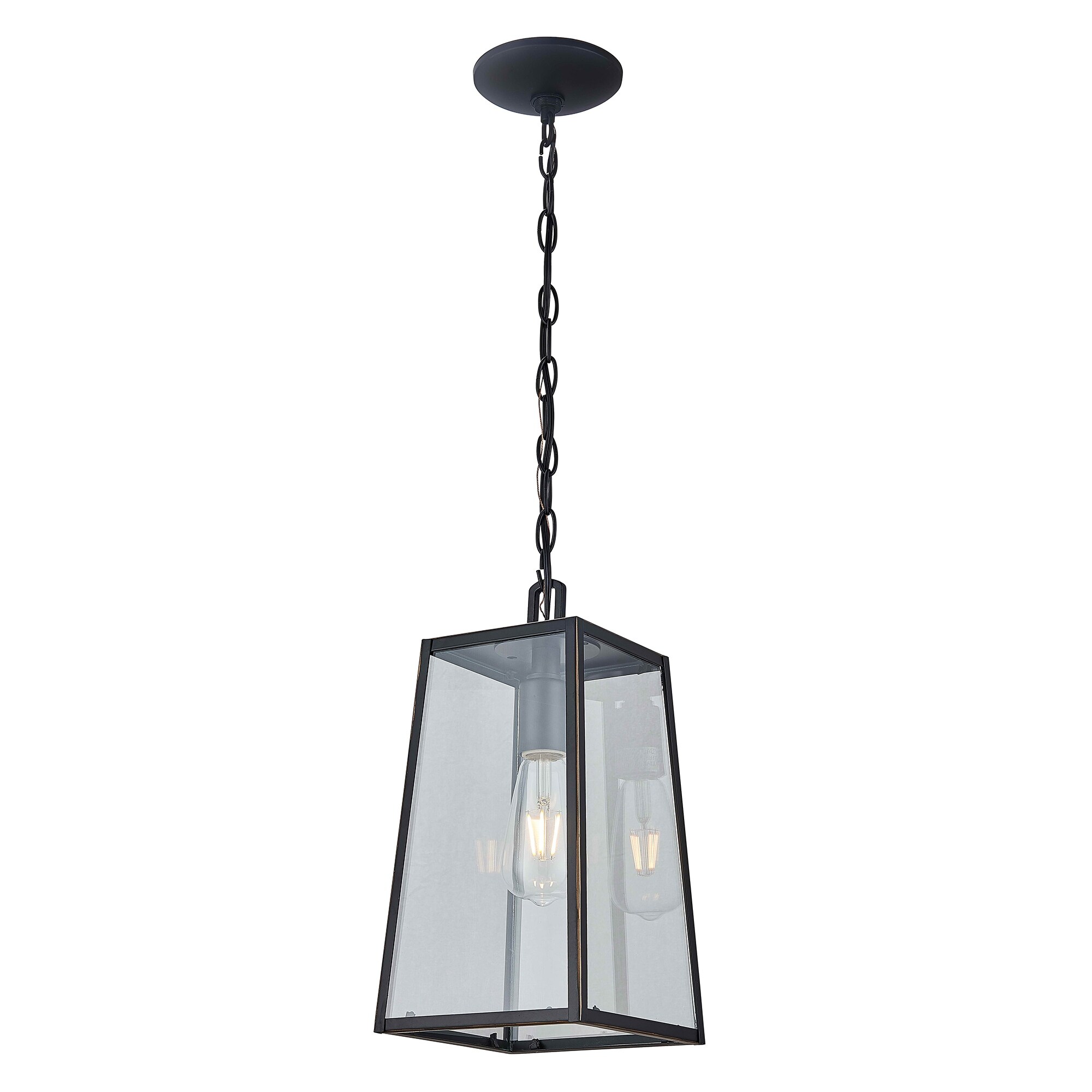 1 Light Outdoor Hanging Lantern in Imperial Black Finish - Imperial Black - Mycitystee