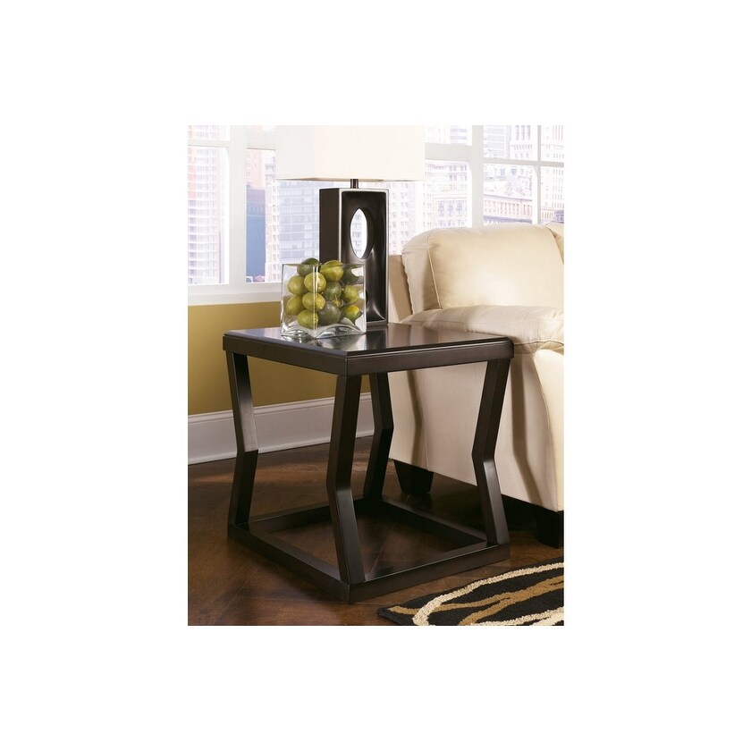 Ashley T592-3 Kelton Espresso Rectangular End Table w/ Hand Finished - Mycitystee