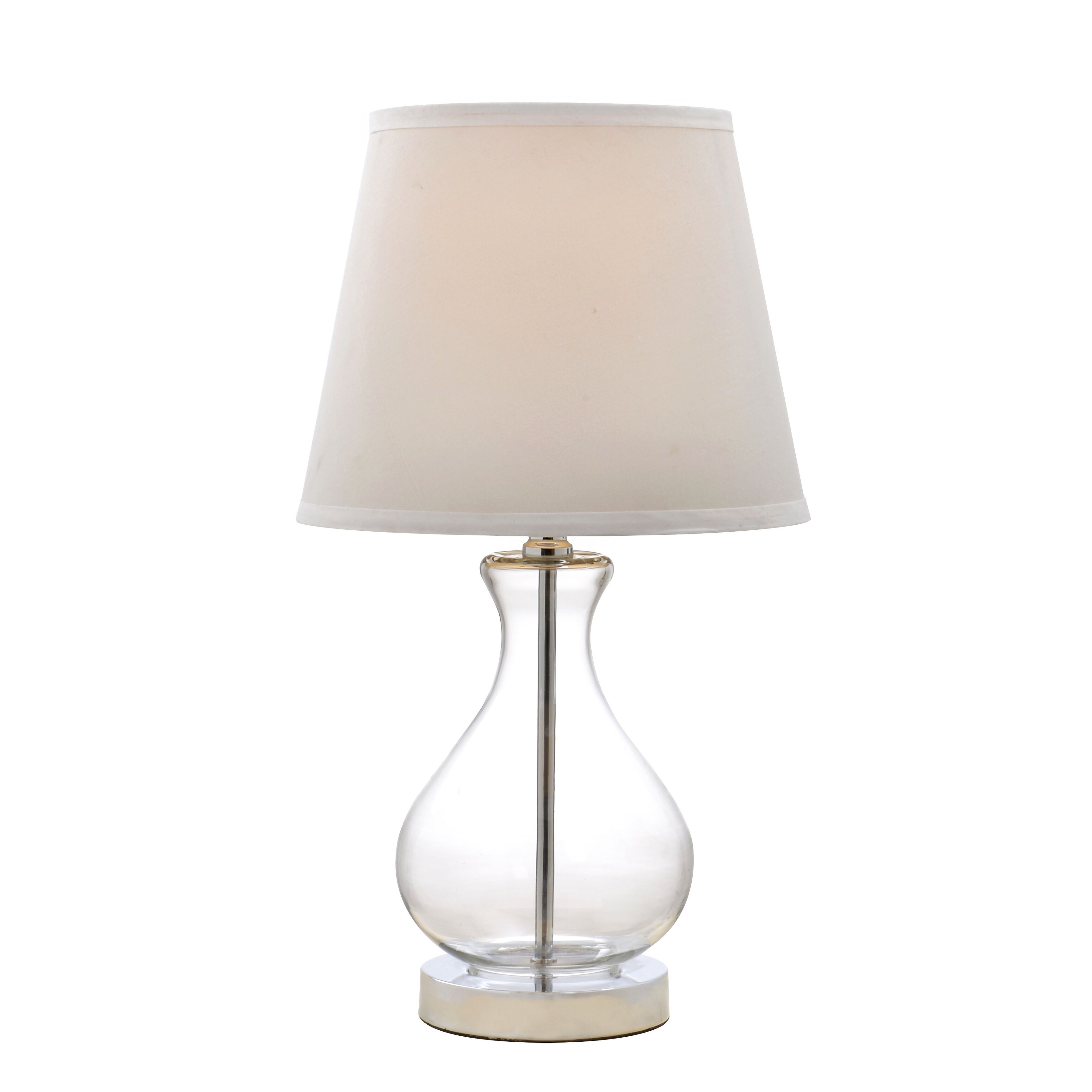 Catalina Lighting Transitional Juliette Glass Accent Lamp， White Shade and On/Off Switch， 18