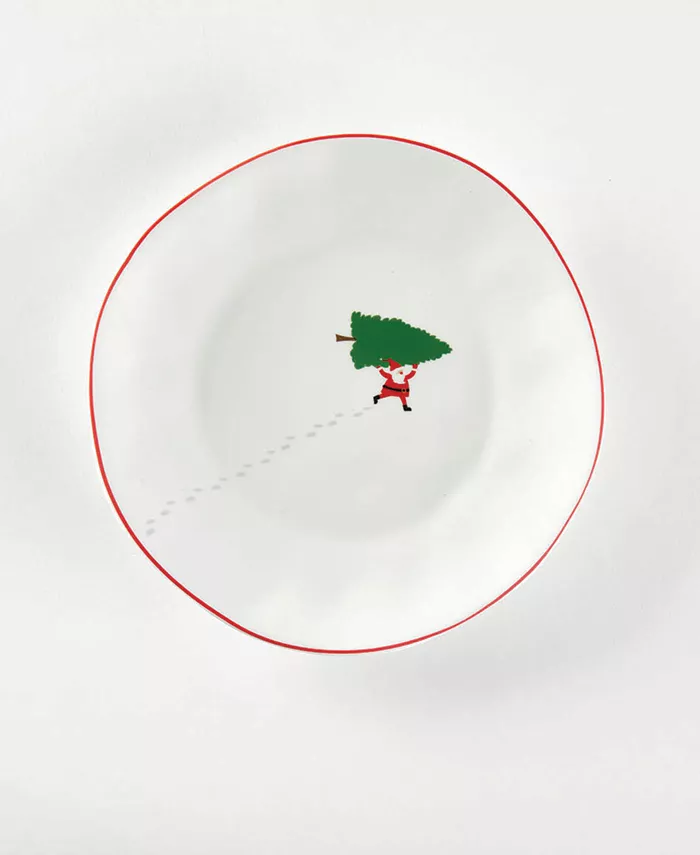 Tableau Running Santa Salad Plates， Set of 4 - Mycitystee