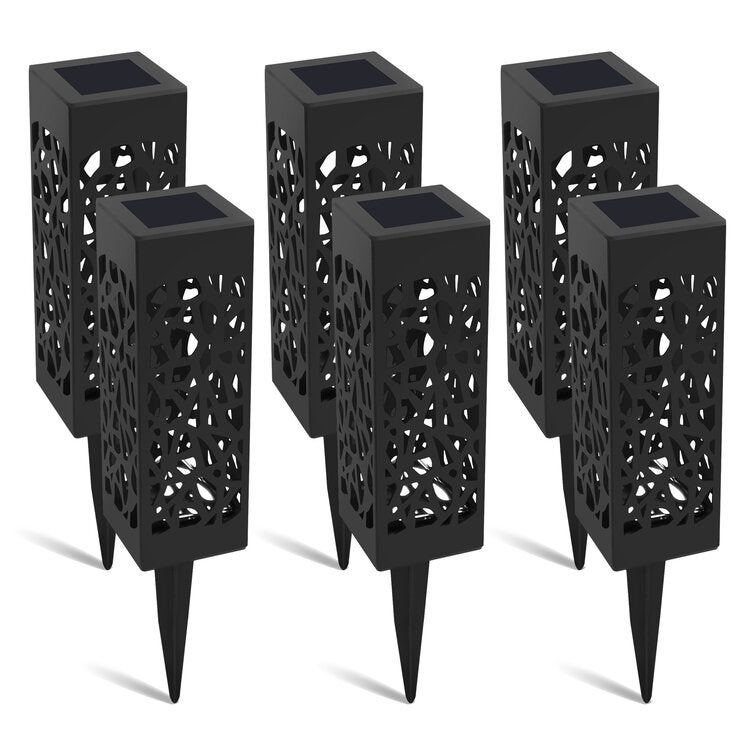 6PK Matte Black Solar Powered Integrated LED Pathway Light Pack - Mycitystee