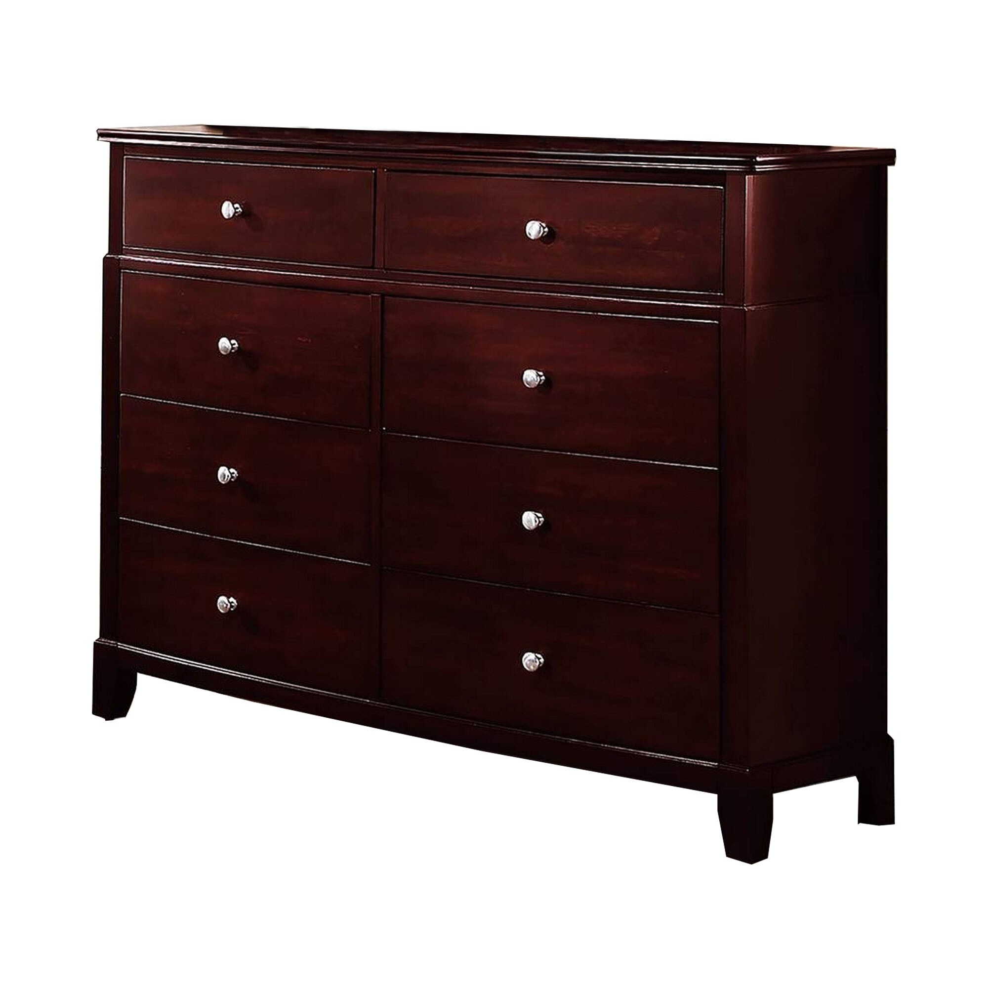 55 Inches 8 Drawer Wooden Dresser with Chamfered Legs， Brown - - 32414243 - Mycitystee