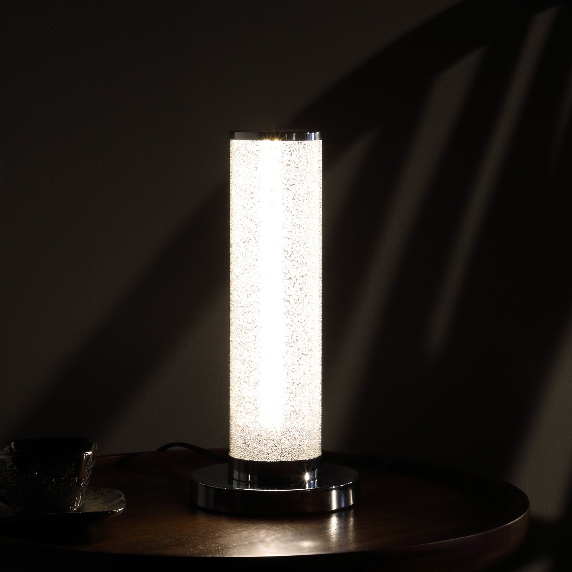 LED Illuminari White Crystal Sandrocks Colunn Table Lamp - Mycitystee