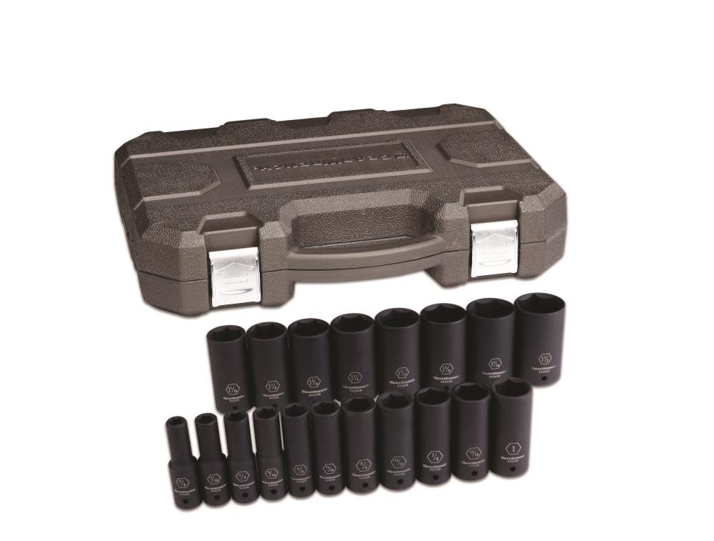 19 Pc. 1/2 Drive 6 Point Deep Impact Socket Set， SAE - Mycitystee