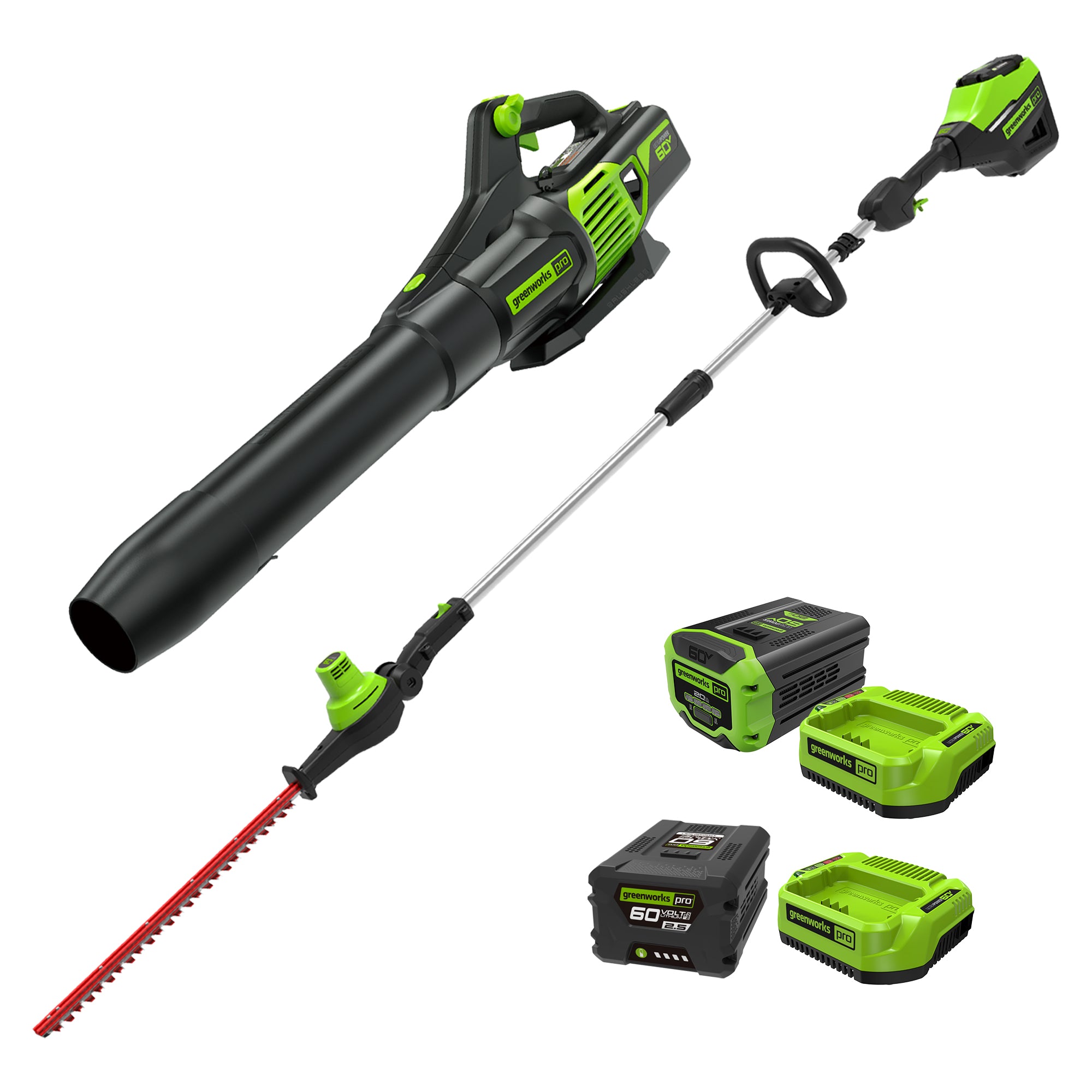 Pro 60V Pole Hedge Trimmer  Blower Kit | Greenworks Tools - Mycitystee