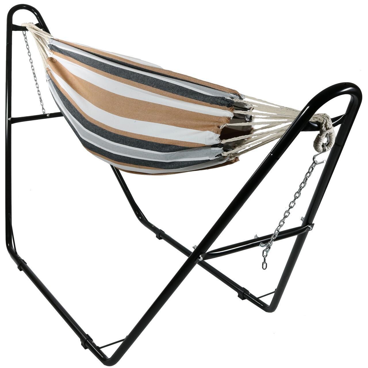 Ultimate Patio Brazilian Double Hammock Portable Hammock w/ Black Universal Stand - Mycitystee