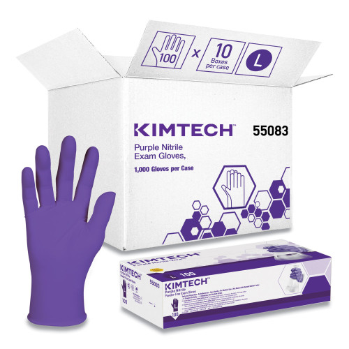 Kimtech PURPLE NITRILE Exam Gloves， 242 mm Length， Large， Purple， 1，000/Carton (55083CT) - Mycitystee