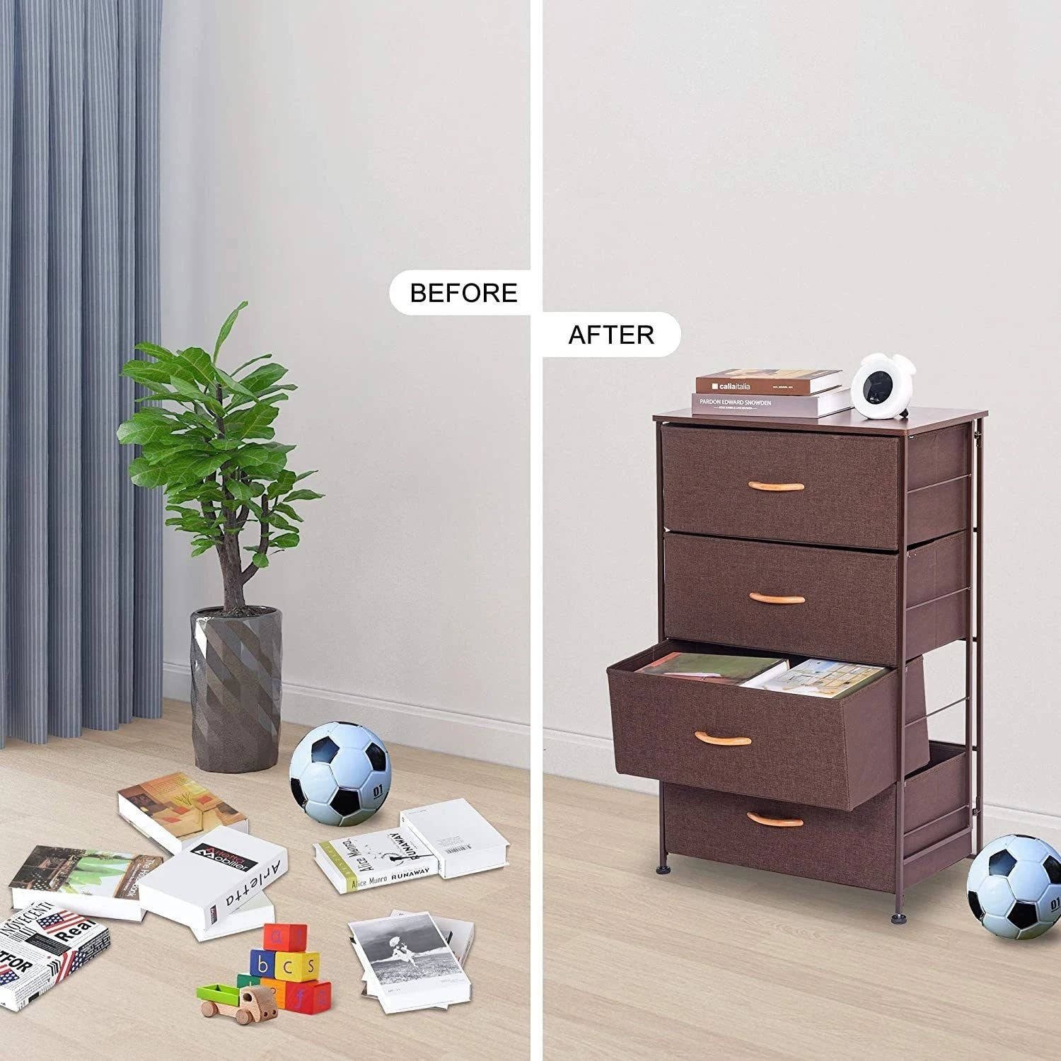 Fabric 4 Drawers Storage Organizer Unit Easy Assembly， Vertical Dresser Storage Tower for Closet， Bedroom - - 37216602 - Mycitystee