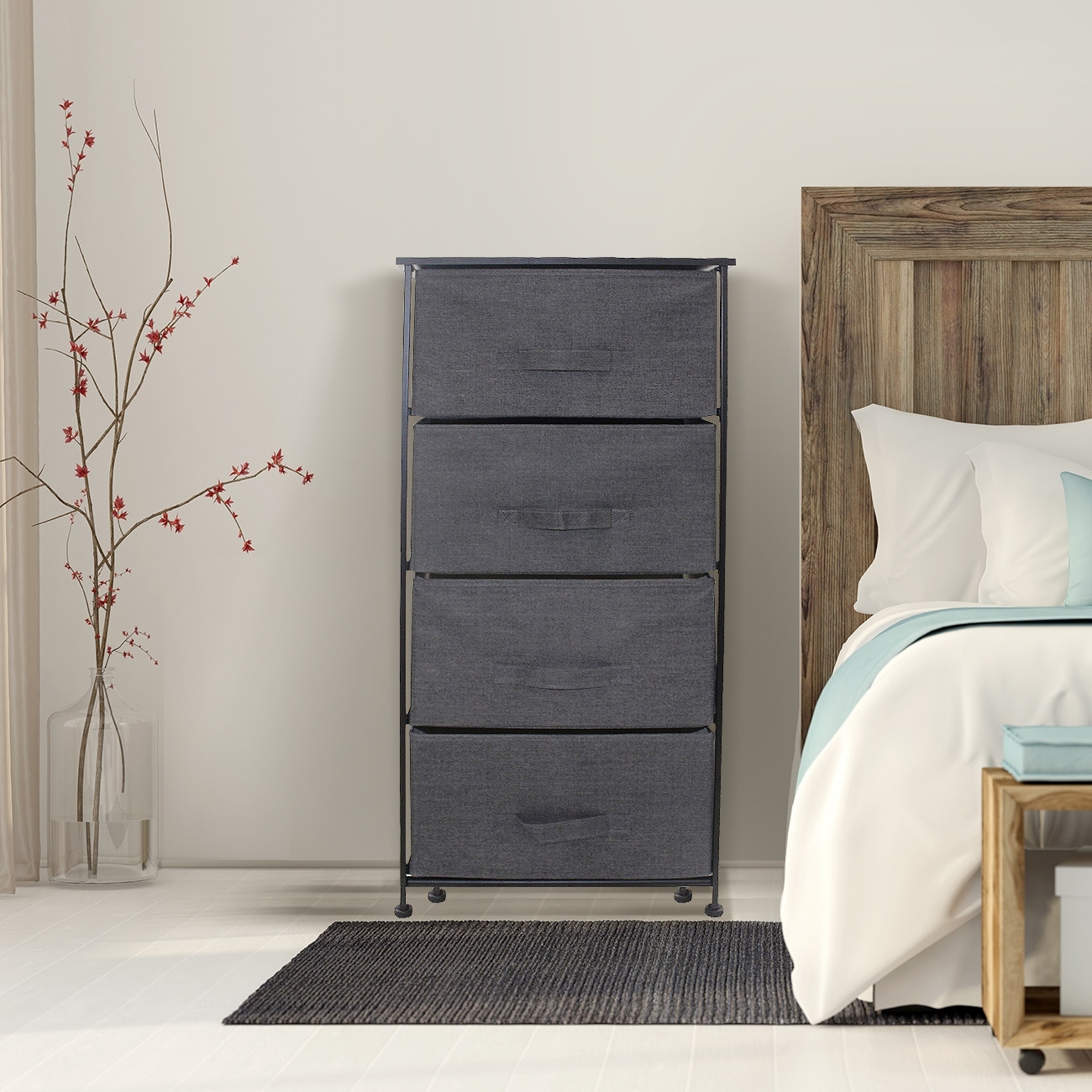 4 Drawer Bedside Nightstand Chest Tower Bedroom Dresser Assorted Colors - - 26062242 - Mycitystee