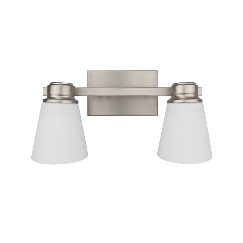 Jordan 2-Light Vanity Light in Satin Nickel with Frosted White Glass Shades - 15.12 x 8.12 x 6.87 - Mycitystee