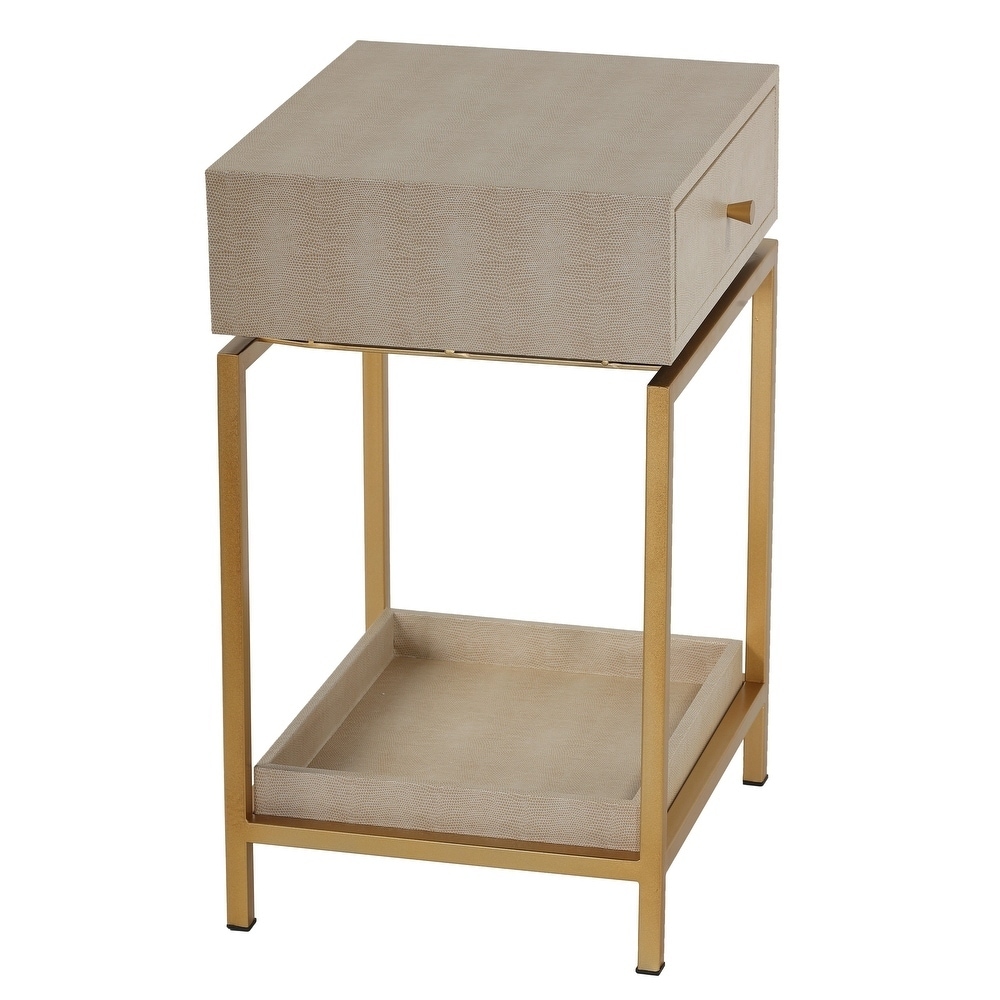 Cortesi Home Everett End Table， Wooden with Iron Frame - Mycitystee