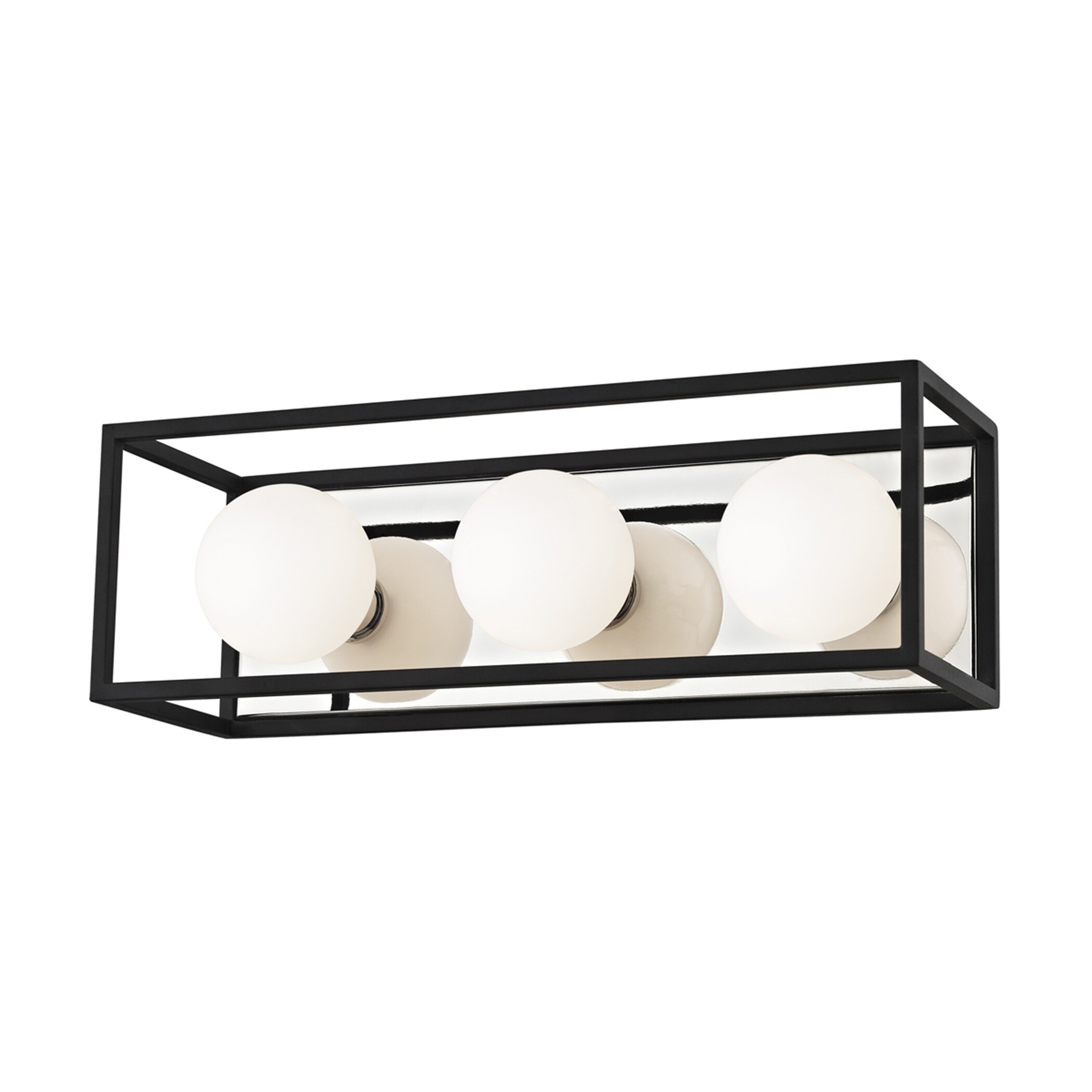 Mitzi by Hudson Valley Aira LED Polished Nickel 15-inch Bath Light with Black Accents， Opal Etched Glass - Mycitystee