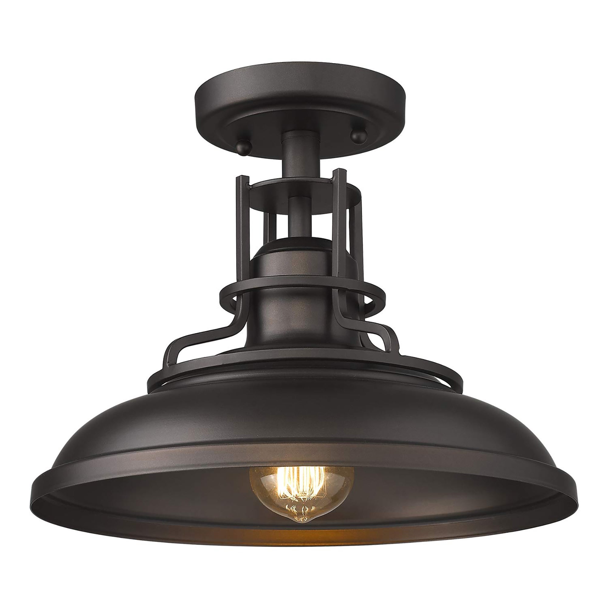 1-Light Semi Flush Mount Light，Farmhouse Ceiling Light， Oil Rubbed Bronze Finish - Mycitystee
