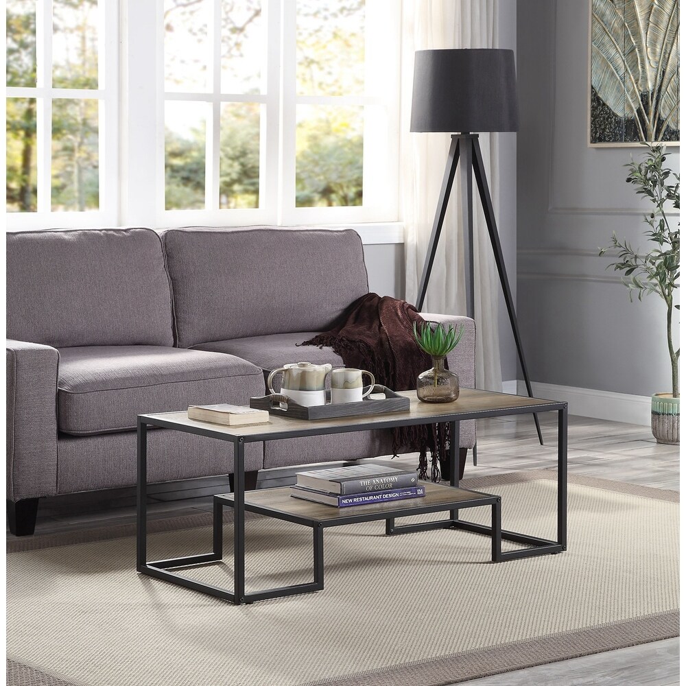 ACME Idella Coffee Table in Rustic Oak and Black Finish - Mycitystee