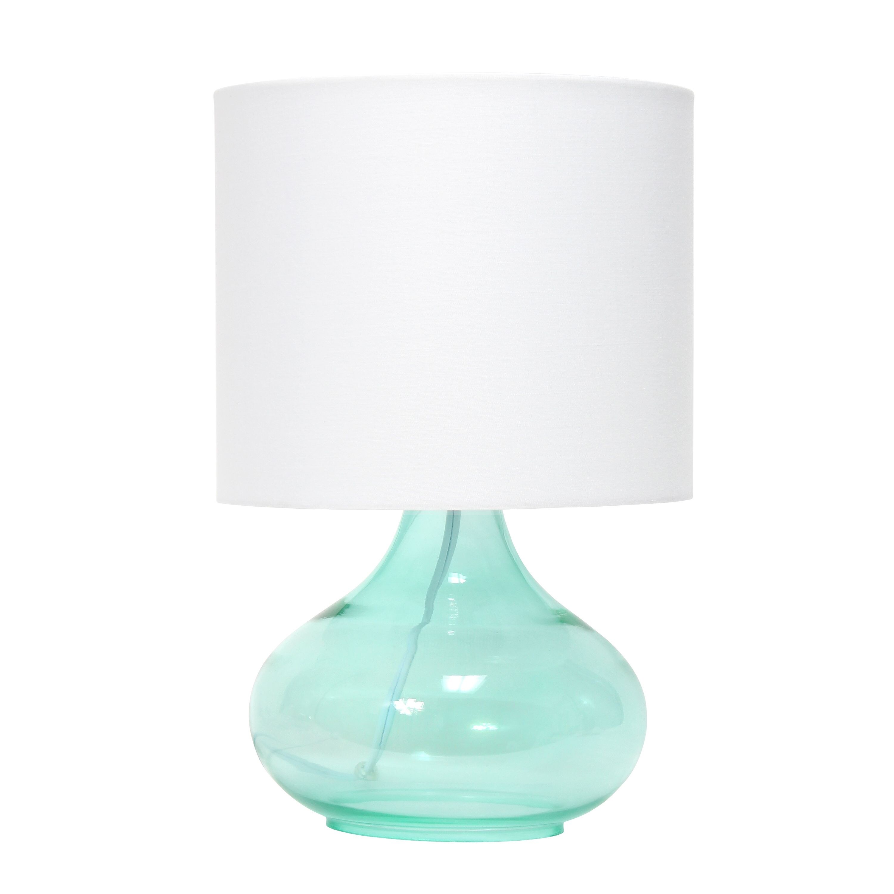 Simple Designs Glass Raindrop Table Lamp with Fabric Shade - 9