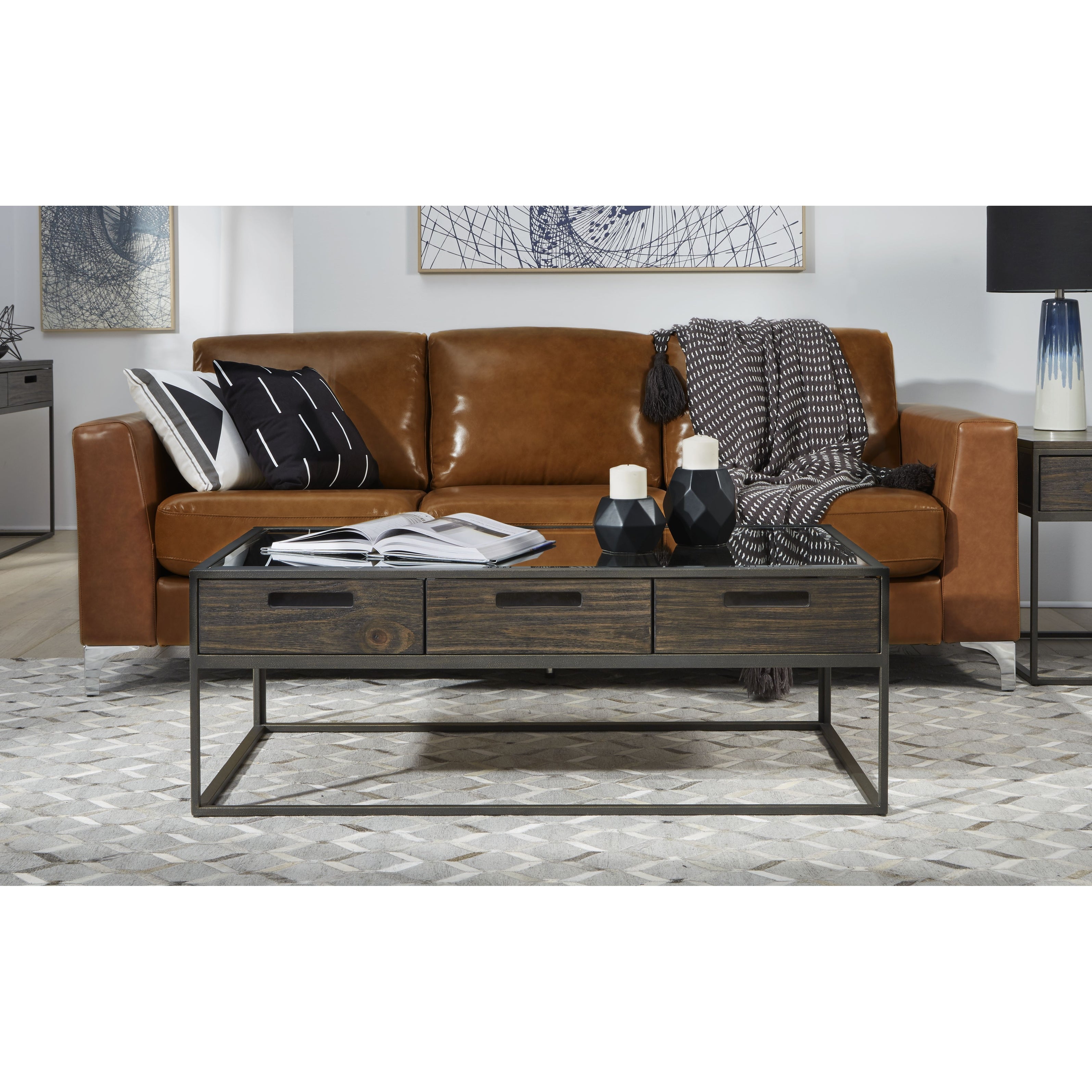 Bradley Three-Drawer Coffee Table in Chalet - Mycitystee