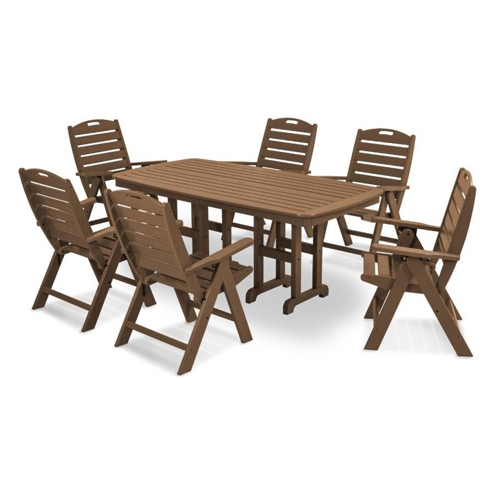 POLYWOOD Nautical 7-Piece Dining Set in Teak - Mycitystee