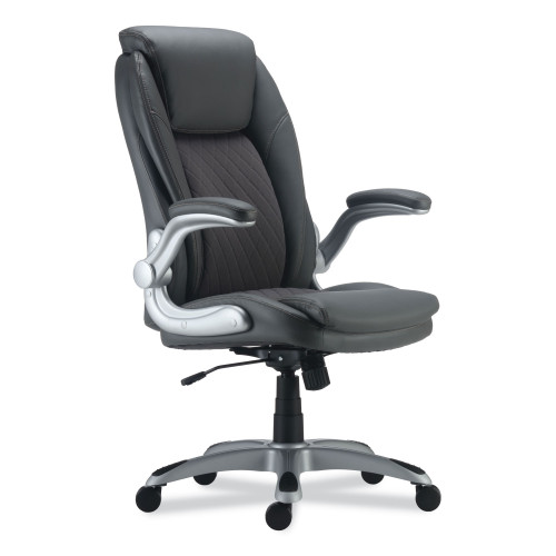 Alera Leithen Bonded Leather Midback Chair， Supports Up to 275 lb， Gray Seat/Back， Silver Base (LT4219) - Mycitystee