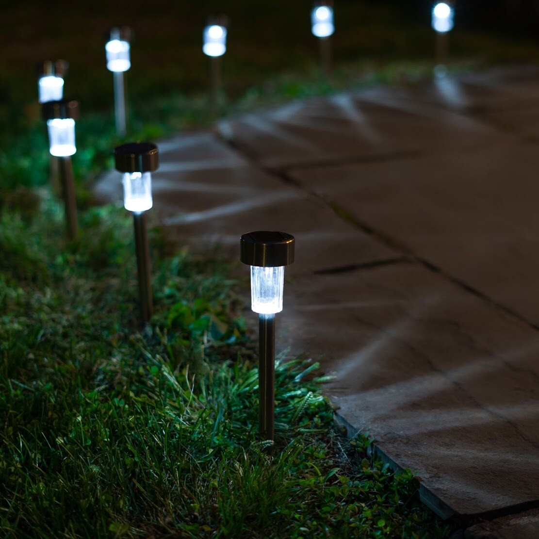 Solar-powered LED Metal Garden Pathway Stake Lights (Set of 16) - 16 Pack - Mycitystee